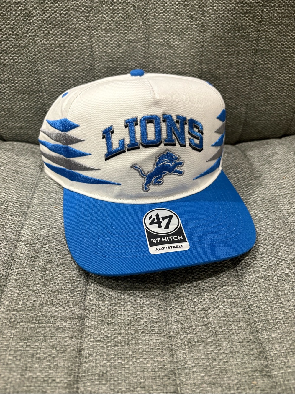 47 Brand Detroit Lions White and Blue Snapback Hat